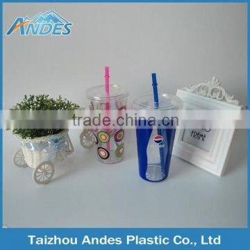 Colorful 24OZ Single Wall Plastic Straw Cup