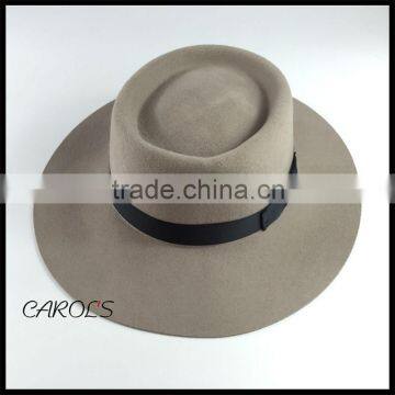 Wool Felt Hat Wholesale Blank Wide Brim Grey Pork Pie Fedora Hats photo-2