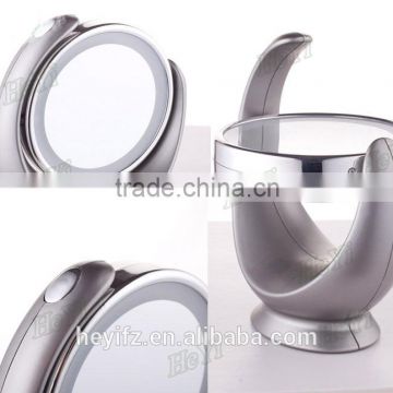 New Arrival Desktop Double Sides ABS 360 Degree Rotating Crescent LED Light Makeup Mirror