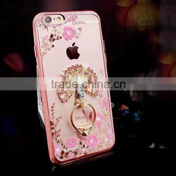 Bling Diamond Ring Holder Phone Case Crystal Flexible TPU Cover for Iphone 6 With Kickstand photo-3