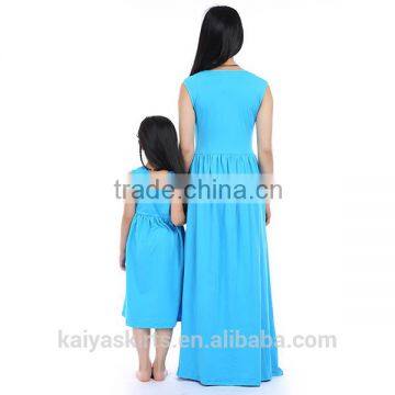 2016 Kids Boutique Clothes Cotton Long Designer One Piece Mommy and me Maxi Dress photo-2