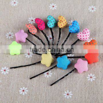 JP8017 New design pure color button heart hair clips for kids 2015