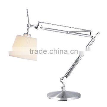 11.21-21 Coil springs adjust modern a heavy 9" round weighted base and finely pleated fabric shade Architect Table Lamp