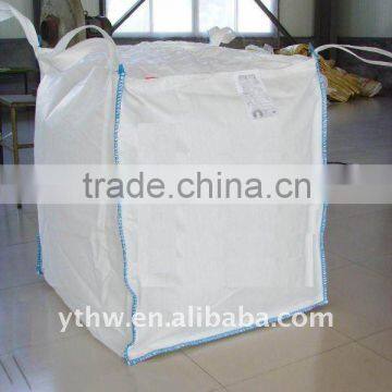 1ton pp container bag with duffle top/white bulk bag with flat bottom/flexible container bag