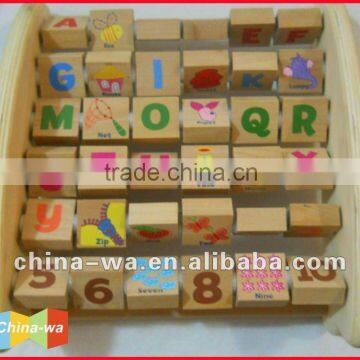 wood alphabet learning shape blocks math toy for children