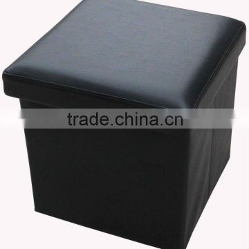 stronger!! Black PVC Leather foldable storage stool