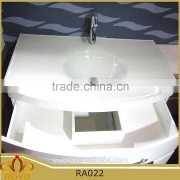 New White Elegant PVC Wall Mounted Bathroom Cabinet RA022 With Glass Sink Quality Choice photo-4