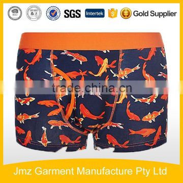 custom waistband with blue goldfish print boxers for men