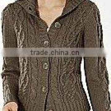 Ladies Chunky Cable Cardigan Sweater