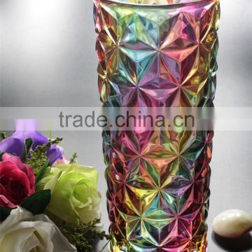 Rainbow Colored Crystal Vase for Home or Hotel decoration