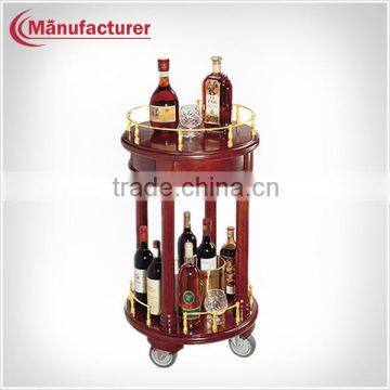 Wooden Aircraft/Bar Mini Round 2 tier Liquor Trolley,Rolling Bar Service Carts