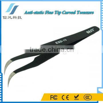 BST-EDS-15 Stainless Steel High-grade Anti-static Fine Tip Curved Tweezers