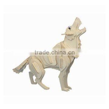 Sea-land 3D Wooden Grey Wolf Model Puzzle Toys