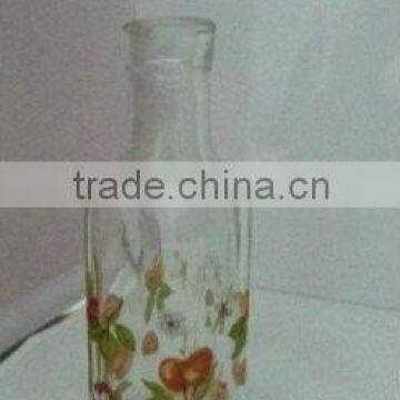 glass oil bottle with dropper and pattern printing