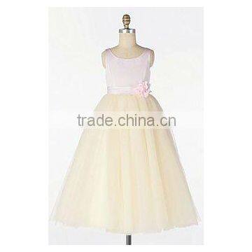 Nice Satin&Tulle, Hand-made Flower, children girl dress