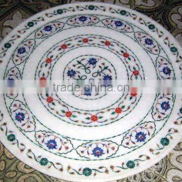 Home Decoration Round Marble Inlay Plate