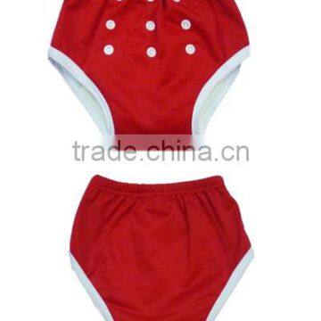 solid red color polyester PUL baby training pants