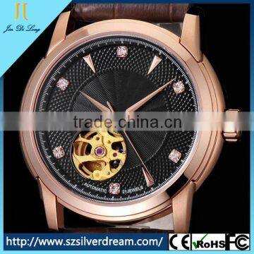 2016 Automatic Mechanical Tourbillion Men's Watch Fashion Genuine Leather Skeleton Wrist Watch