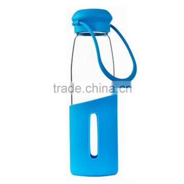 Cheap Logo Printed Green 500ml Glass Sport Water Bottle With Silicone Sleeve photo-5