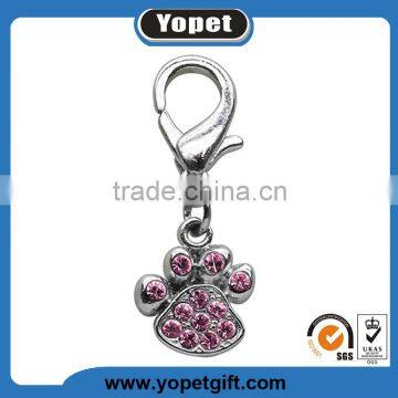 Custom Logo Dog Pendant Rhinestone Dog Paw Print Metal Dog Charmas,Wholesale