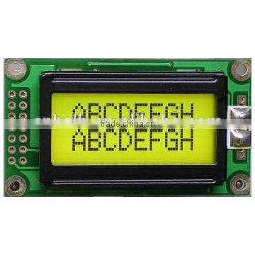 Character Type 8x2 lcd display with yellow green backlight