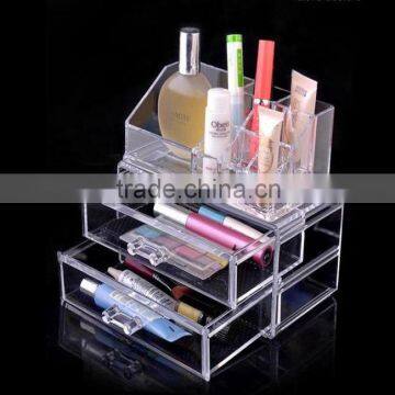 Custom clear acrylic makeup display rack with drawer in high quality