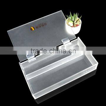 high quality custom transparent acrylic display box with one dividerr for hotel supply storage