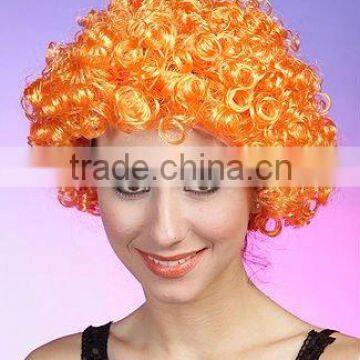 Wholesale synthetic colorful party wig, cheap colorful football fans red soccer wig