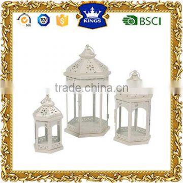 High Quality white classic morrocan wall metal lantern for wedding decoration set of 3