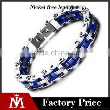 Men stainless steel silicone link chain bracelet