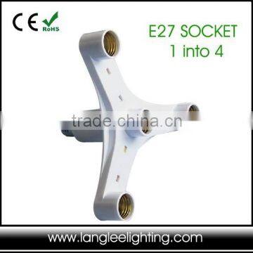 4 in 1 E27 Lamp Socket Adapter 1 E27 into 4 E27