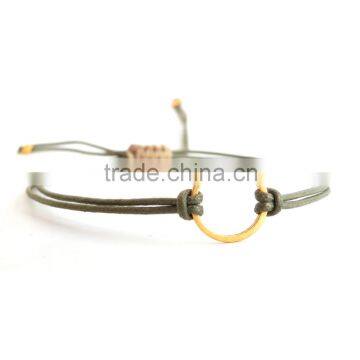 Handmade stainless steel gold charm connector custom rope bracelet