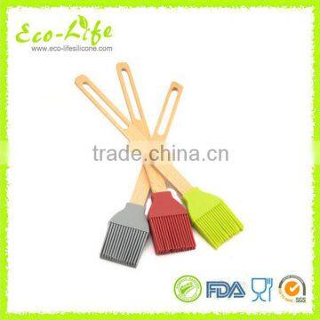 Silicone Spatula and Brush Set with Wooden Handle, Set of 2 Baking BBQ Tools