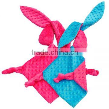 Comma Bright Hot Pink Minky Massage Dot Cute Bunny Child Minky Blanket