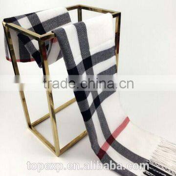 Winter Knitted Check Long Acrylic Scarf photo-6