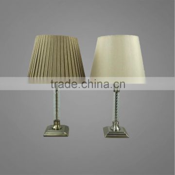 Antique Brass Plated Metal Base And Glass Stem With Fabric Lampshade Table Light Bedside Table Lamp Vintage Table Light