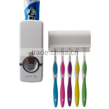 High quality New desigh White Automatic Toothpaste Dispenser + 5 Toothbrush Holder Set Wall Mount Stand