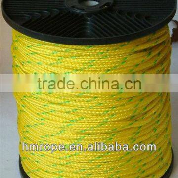 PE braid rope 16 strand yellow with green tracer