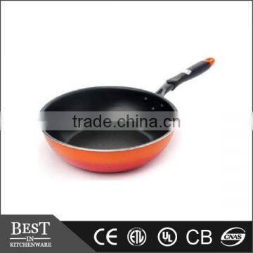 non stick orange Flat bottom wok pan Japanese wear sticky bottom frying pan