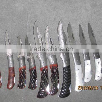 Brass Bolster Damascus Steel Folding Pocket Knife photo-5