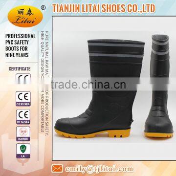Black PVC Safety Boots Gumboots Wellington Boots With Relective Tape photo-3