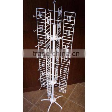 White 4 Sided Metal Floor Display Wall Spinner Rack photo-2