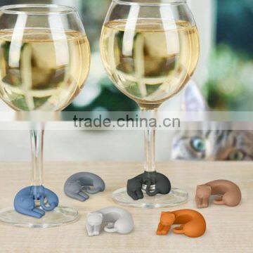 Wine Glass Marker Silicone Glass Drink Marker Cute Kitty Cat Style Track Your Wine photo-6