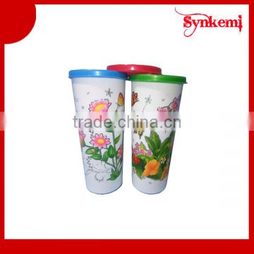 Wholesale plastic colorful drink cup with cover