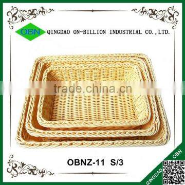 Rectangular Hand Weaving Plastic Rattan Basket for Bread photo-5