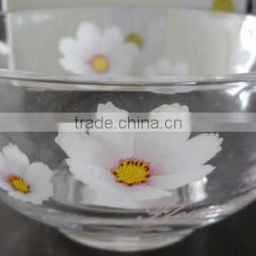 White flower glass bowl,clear bowl