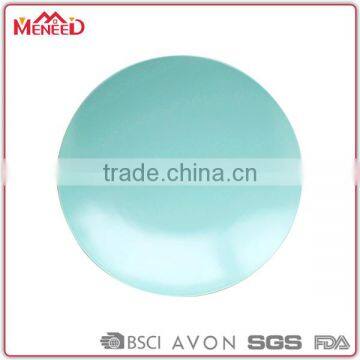 Contemporary hot selling light blue solid color catering plastic dinner plate, melamine wholesale bulk dinner plate