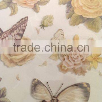 Butterfly & Rose Design Sticker in Light Green Color Way, Popular Antique Design Decorative Glitter Sticker photo-4