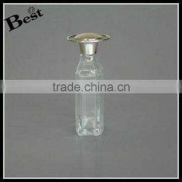 80ml China Classical High Quality French Square Glass Bottle Cosmetic Perfume Clear Bottle Glass Light Gold Aluminum Cap photo-2