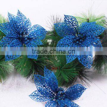 Cheap 6" Glitter Hollow Wedding Party Decor Christmas Flowers Xmas Tree Decorations photo-4